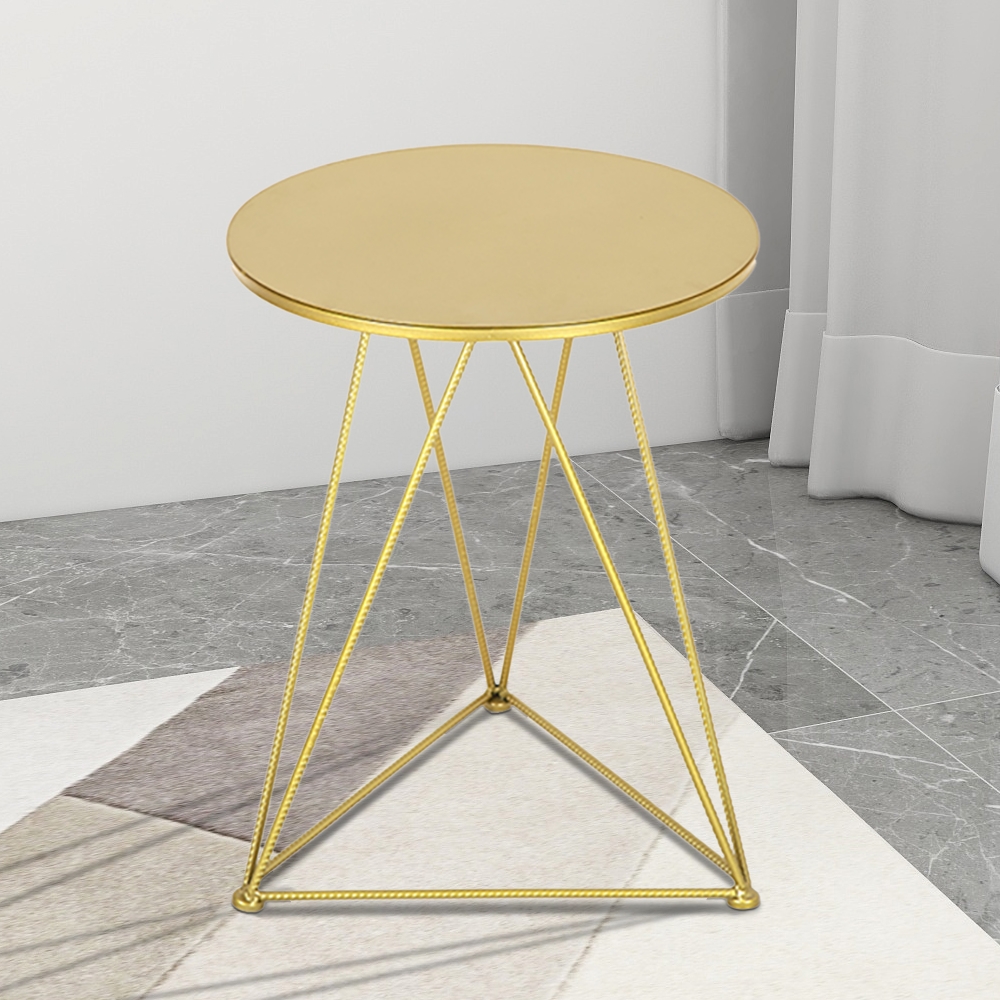 Modern Gold Round End Table Metal Side Table window image