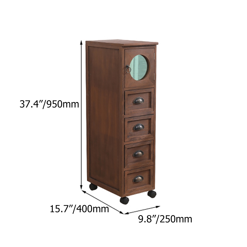 Retro Storage Cabinet with 4 Drawers on Wheels window image