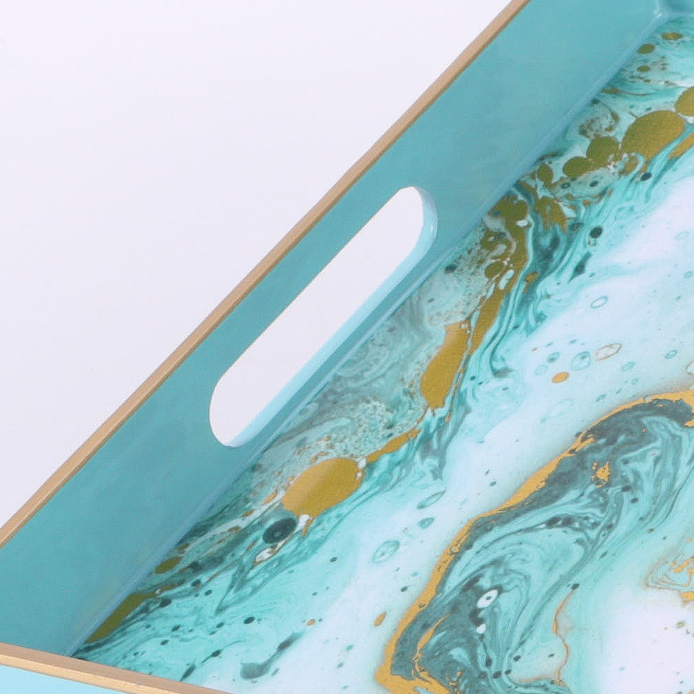 Modern Tray Desk Organizer in Metal in Blue/Black window image