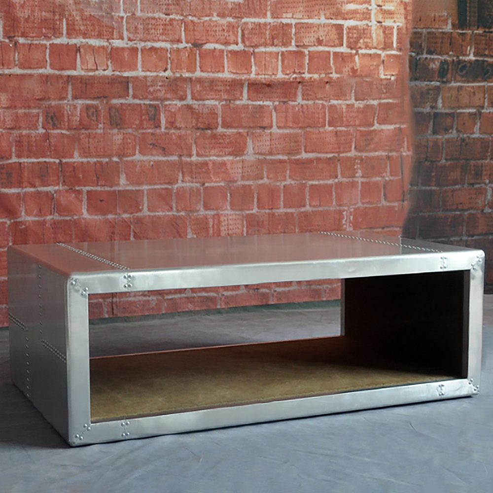 Industrial Coffee Table with Storage in Hollow-Frame Structure window image