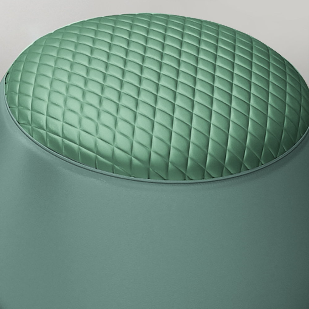 Green Round Stool Leather Upholstered Ottoman Stool window image
