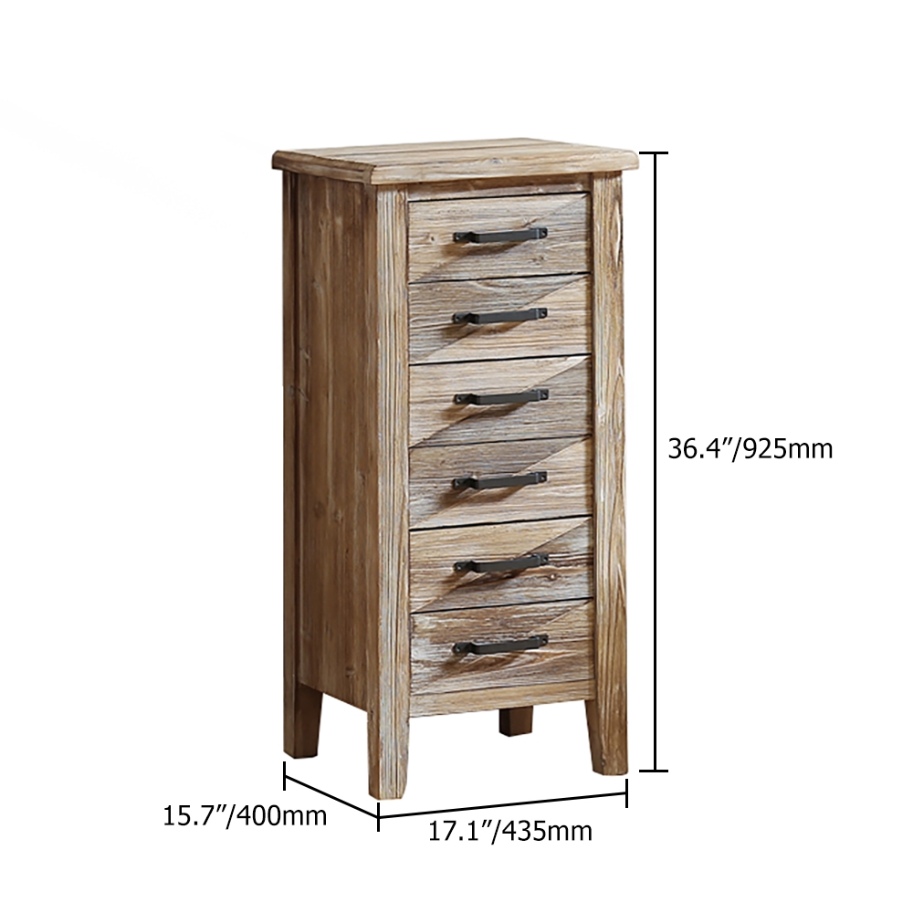 Vintage Loft Accent Cabinet 6-Drawer Distressed Natural Chest window image