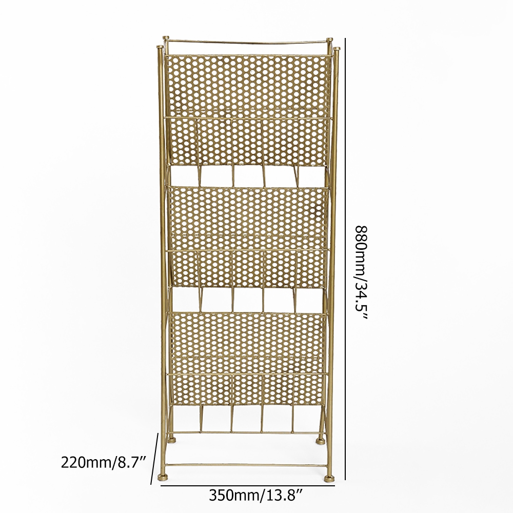Chic Modern Standing Metal Magazine Rack in Gold window image