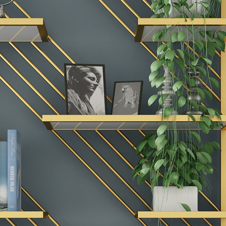 70" Contemporary Etagere Bookshelf in Gold & White window image