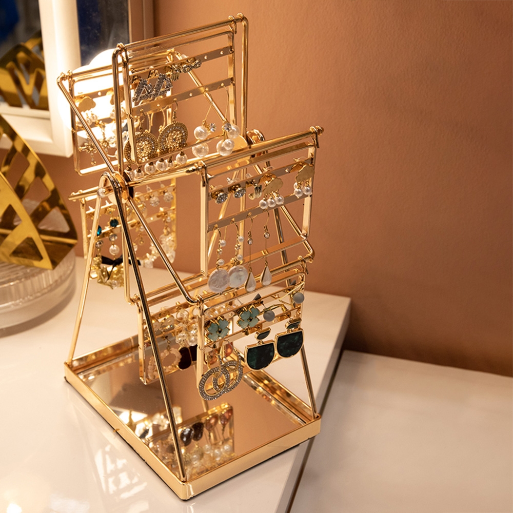 Modern Gold Ferris Wheel Jewelry Display Desk Organizer window image