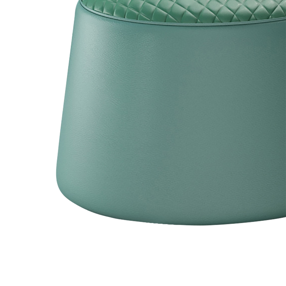 Green Round Stool Leather Upholstered Ottoman Stool window image