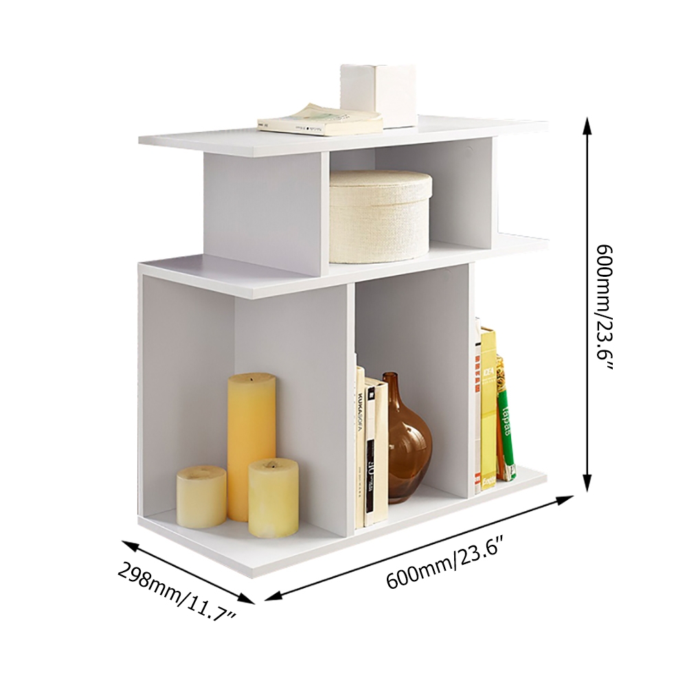 Contemporary Standing Shelf End Table in White window image