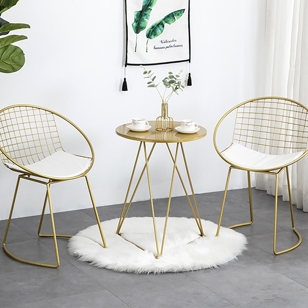 Modern Gold Round End Table Metal Side Table window image