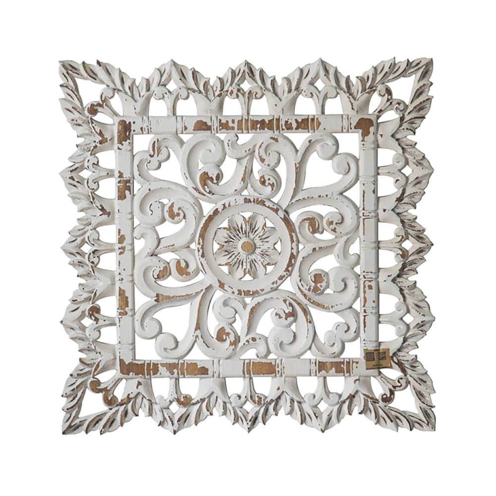 European Style Hollow-Out Carved White Flower Wall Decor Art window image