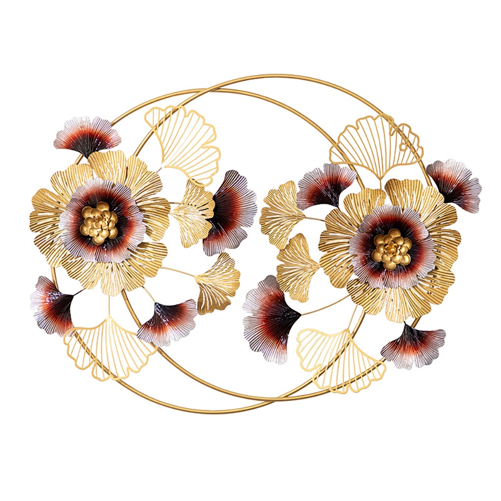 Luxury Modern Style 3D Metal Ginkgo Leaves Flower Creative Hanging Wall Decor window image