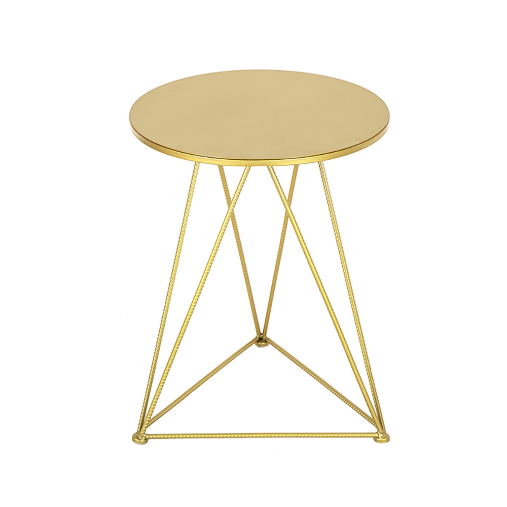 Modern Gold Round End Table Metal Side Table window image