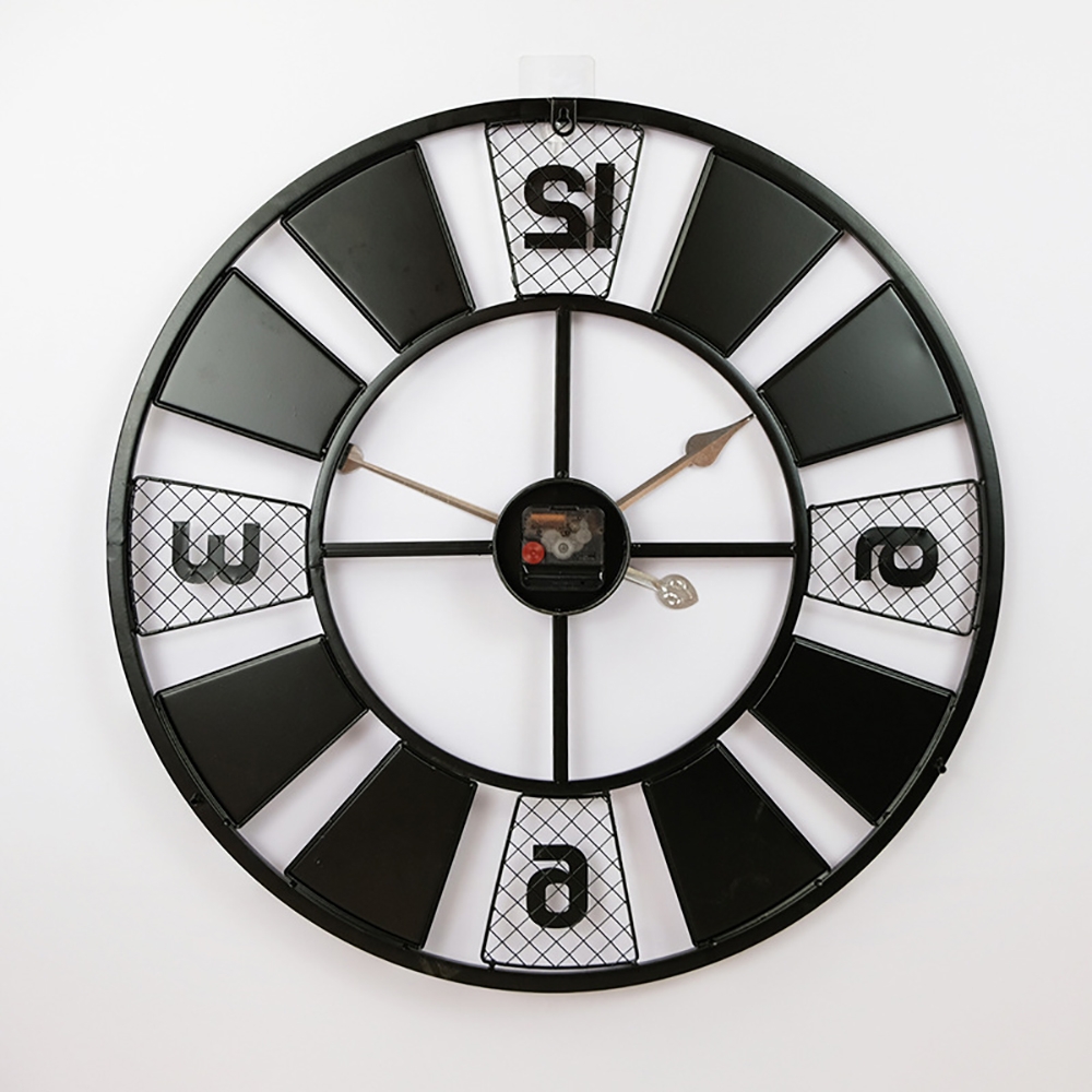 Industrial Retro Style 600mm Large Round Metal Hanging Wall Clock window image