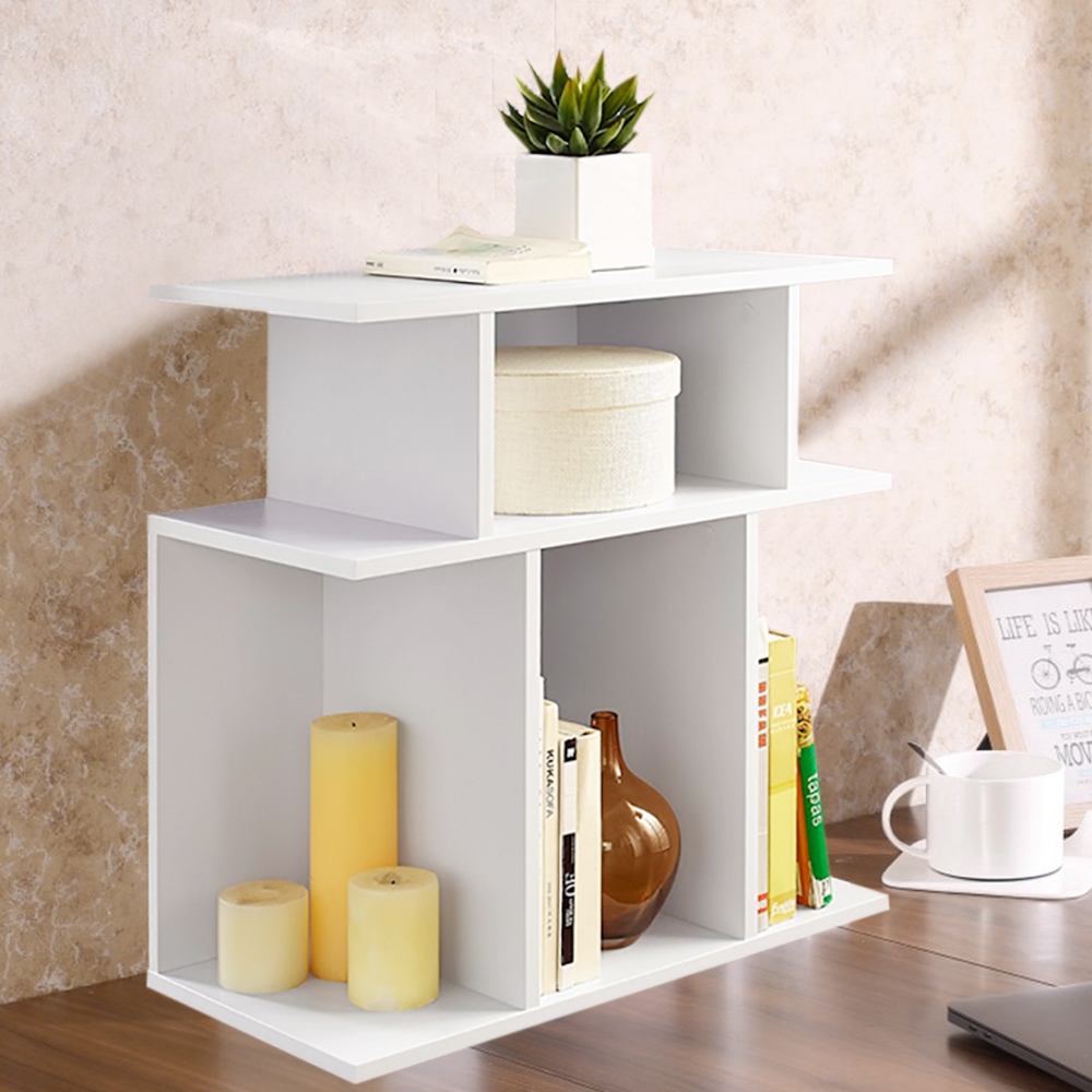 Contemporary Standing Shelf End Table in White window image
