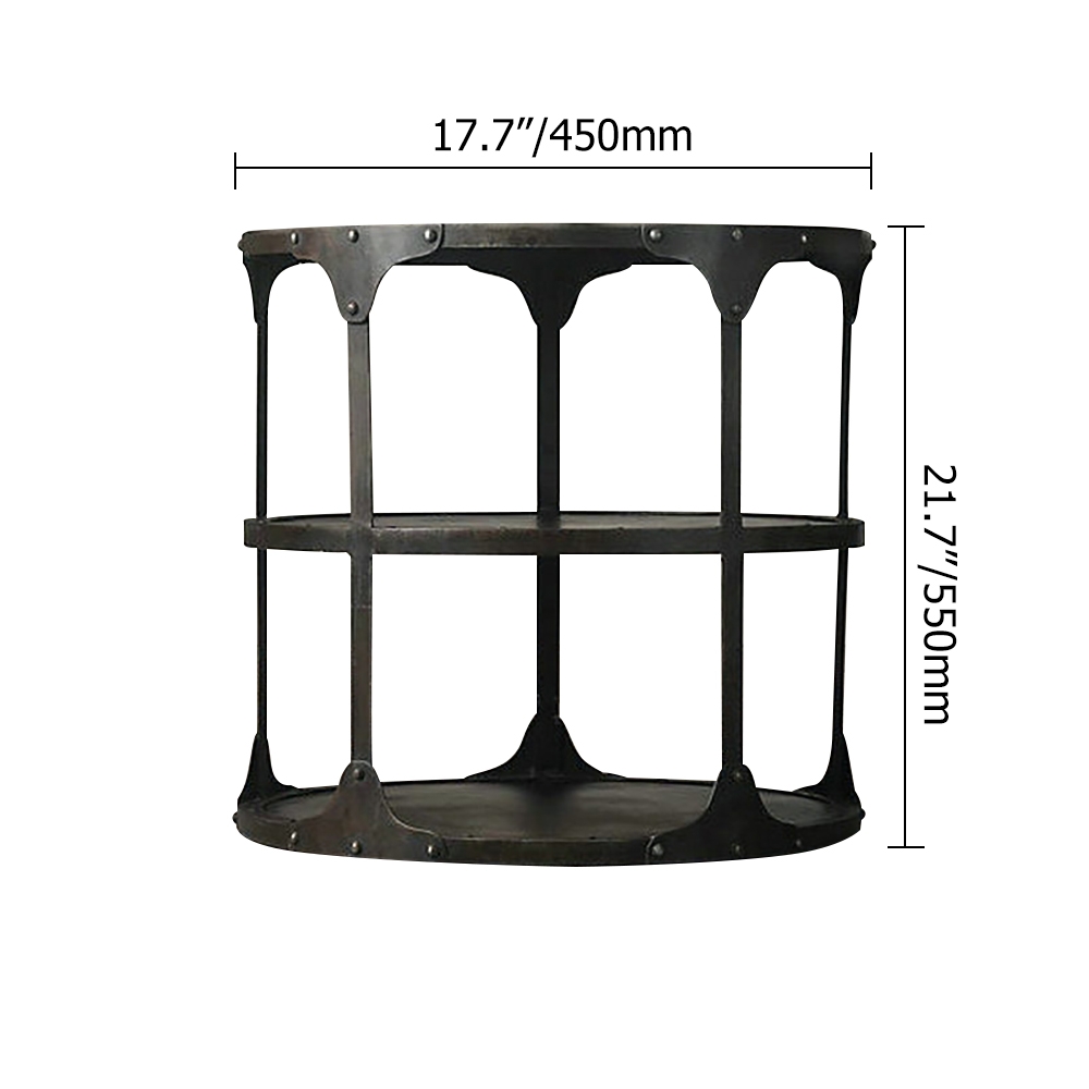 Table d'appoint ronde rétro noire avec étagères en métal image de fenêtre