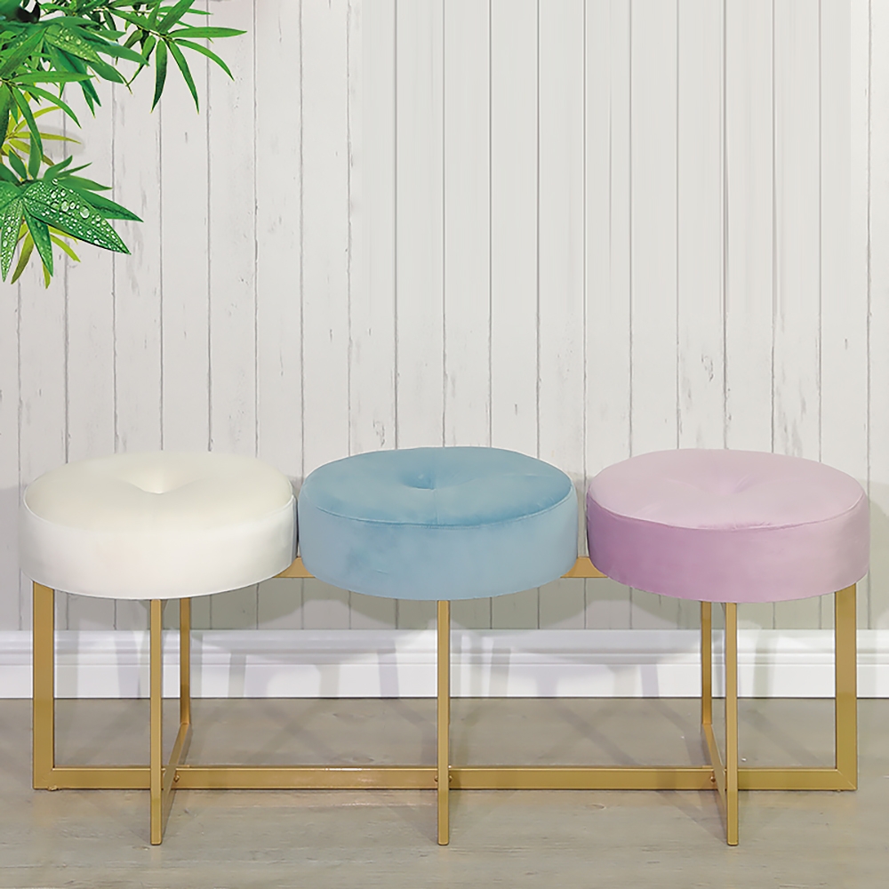 Nordic Bench Velvet Upholstered Bench Tree-In-One Chair Bench in Gold Finsh window image