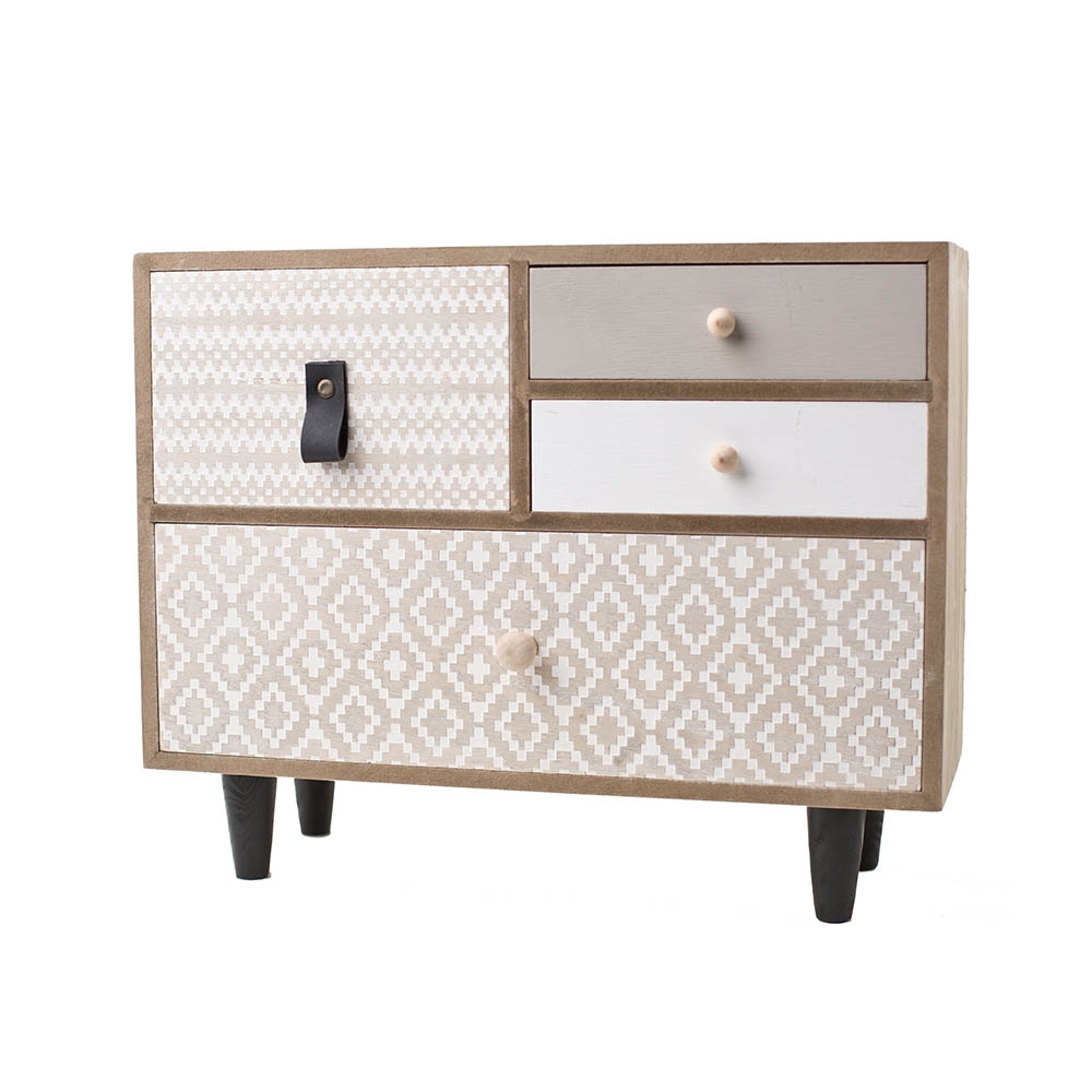 Nordic Rustic Wooden 4-Drawer Jewelry Box Desk Organiser in Natural window image