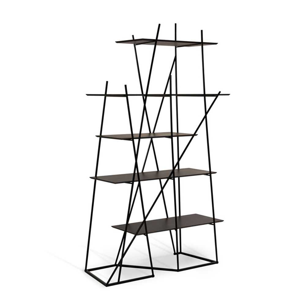 75" Contemporary Abstract 5-Tiered Etagere Bookshelf in Black window image