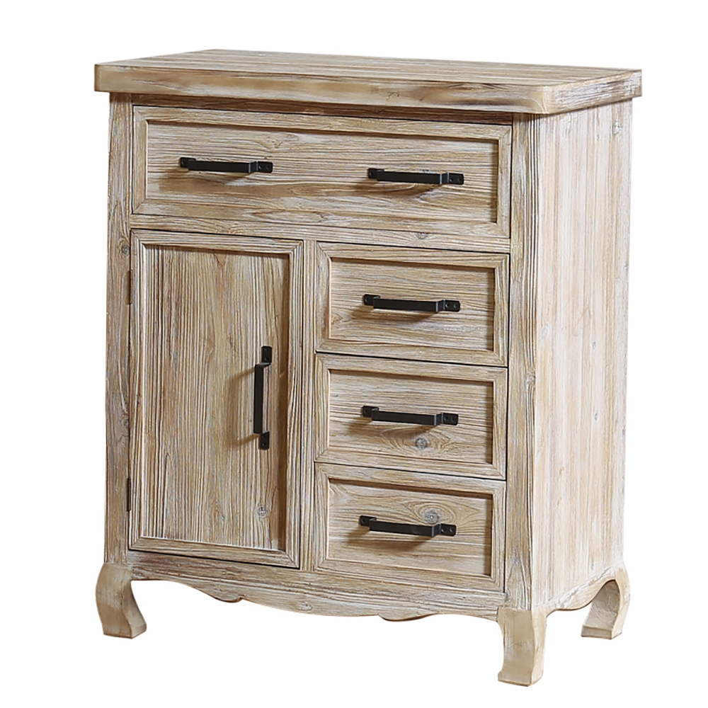 Rustic Wood Cabinet 4 Drawers & 1 Door in Distressed Natural window image