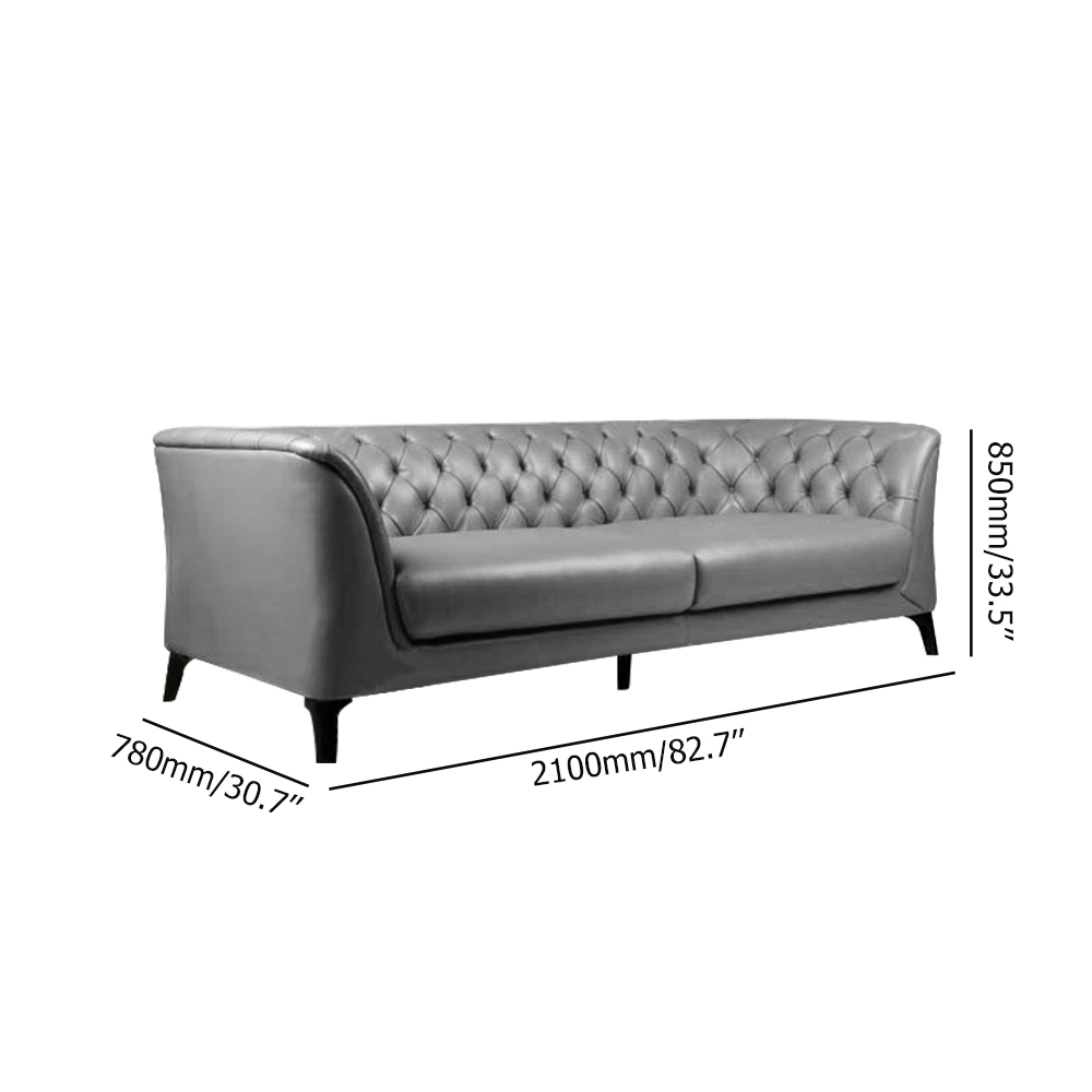 2100mm Grey Upholstered Leather Sofa 3-Seater Sofa Luxury Sofa Solid Wood Frame window image