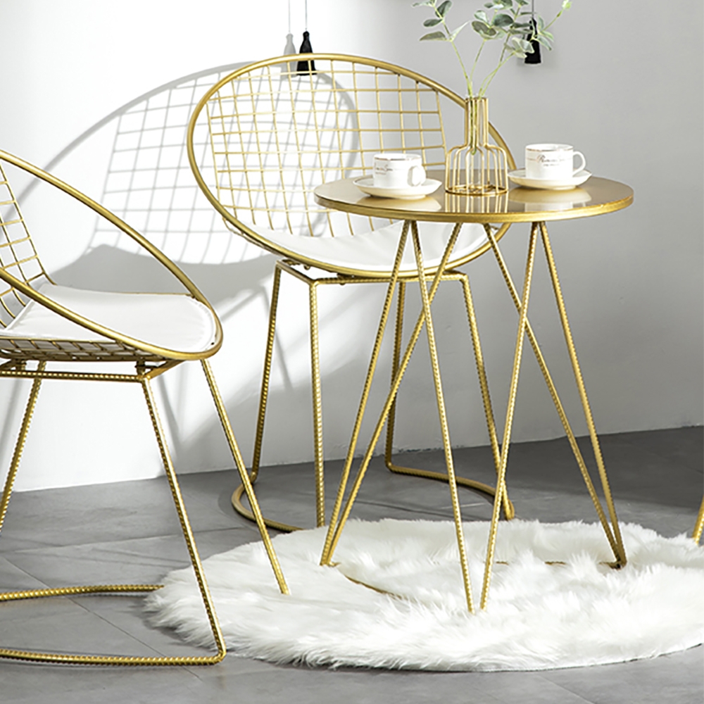 Modern Gold Round End Table Metal Side Table window image