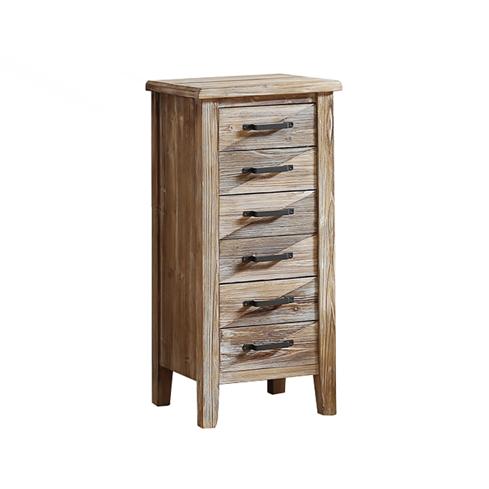 Vintage Loft Accent Cabinet 6-Drawer Distressed Natural Chest window image