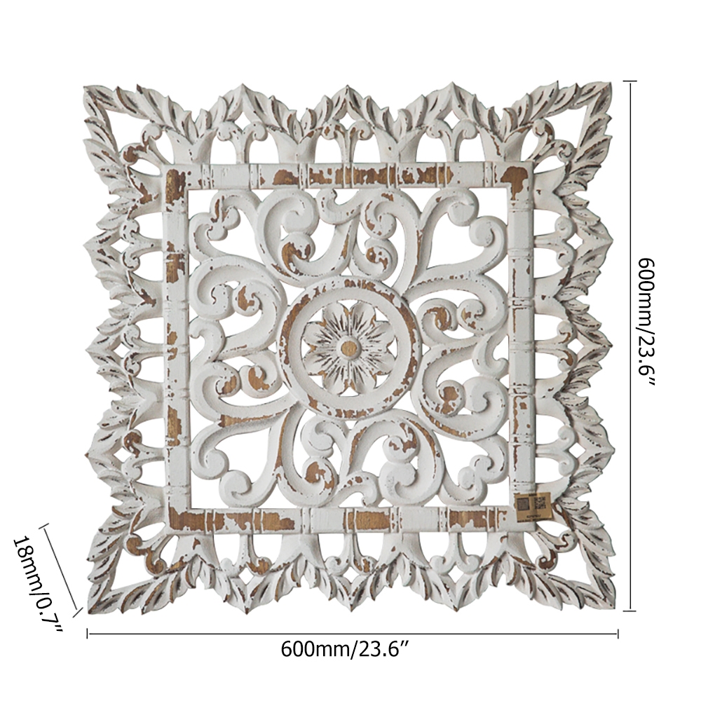 European Style Hollow-Out Carved White Flower Wall Decor Art window image