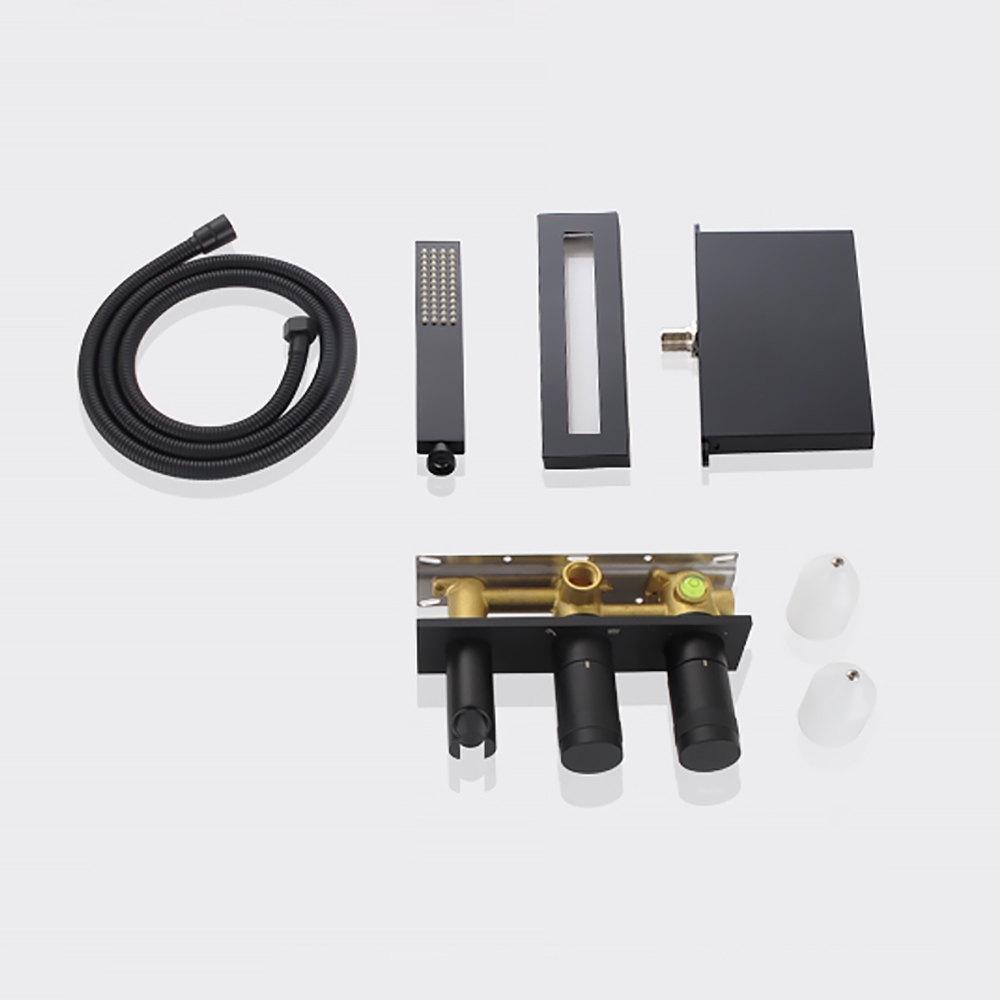 Sleek Wall Mounted Waterfall Bathtub Faucet with Handshower in Matte Black window image