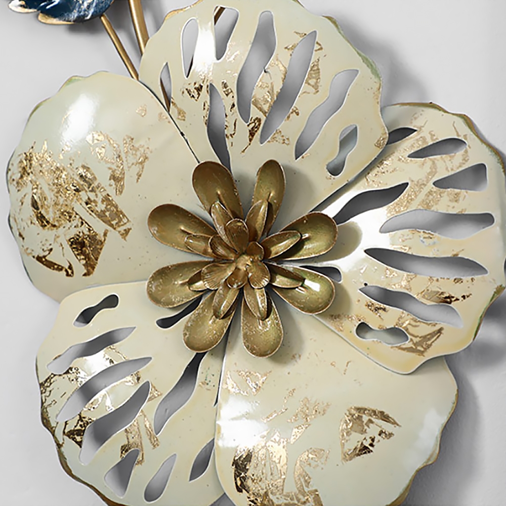 2 Pieces Farmhouse Home Metal Flower Leaf Wall Decor Set window image