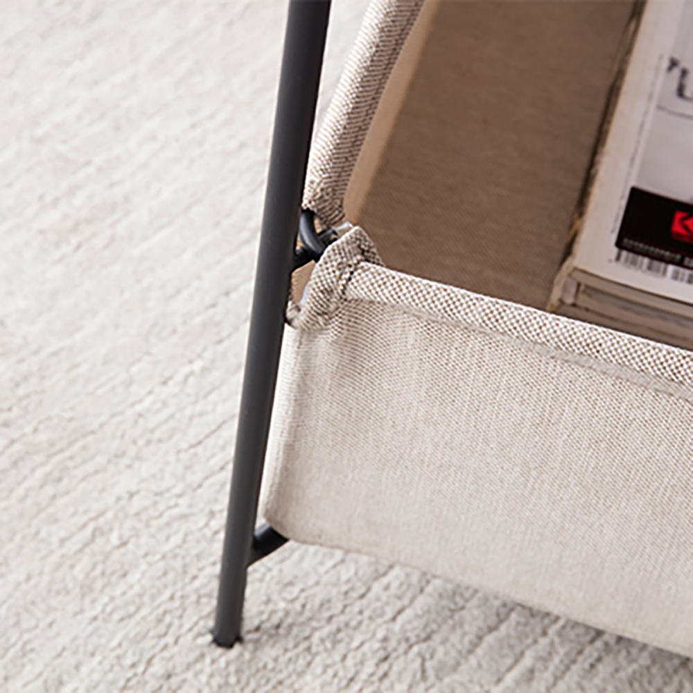 Modern Rectangular End Table with Storage Wood Top & Metal Legs Side Table window image
