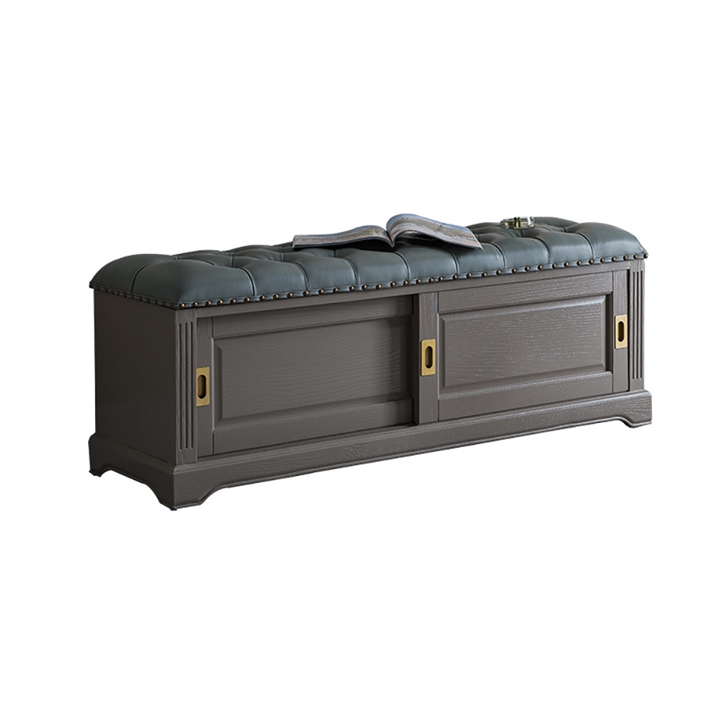 Old-Fashioned Upholstered Shoe Rack with Door window image