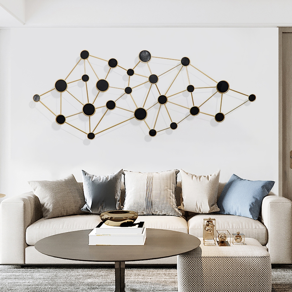 3D Modern Luxury Metal Geometric Patterns Black&Gold Circles Wall Decor window image