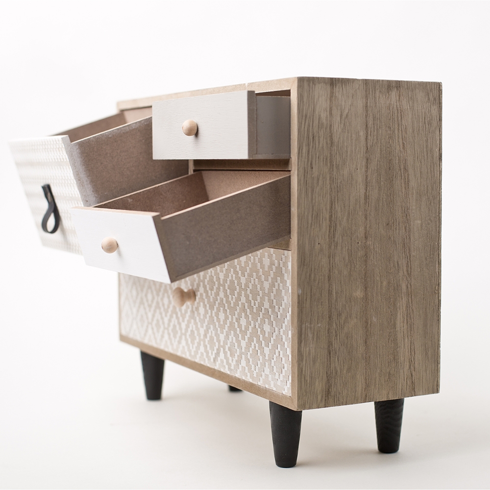 Nordic Rustic Wooden 4-Drawer Jewelry Box Desk Organiser in Natural window image