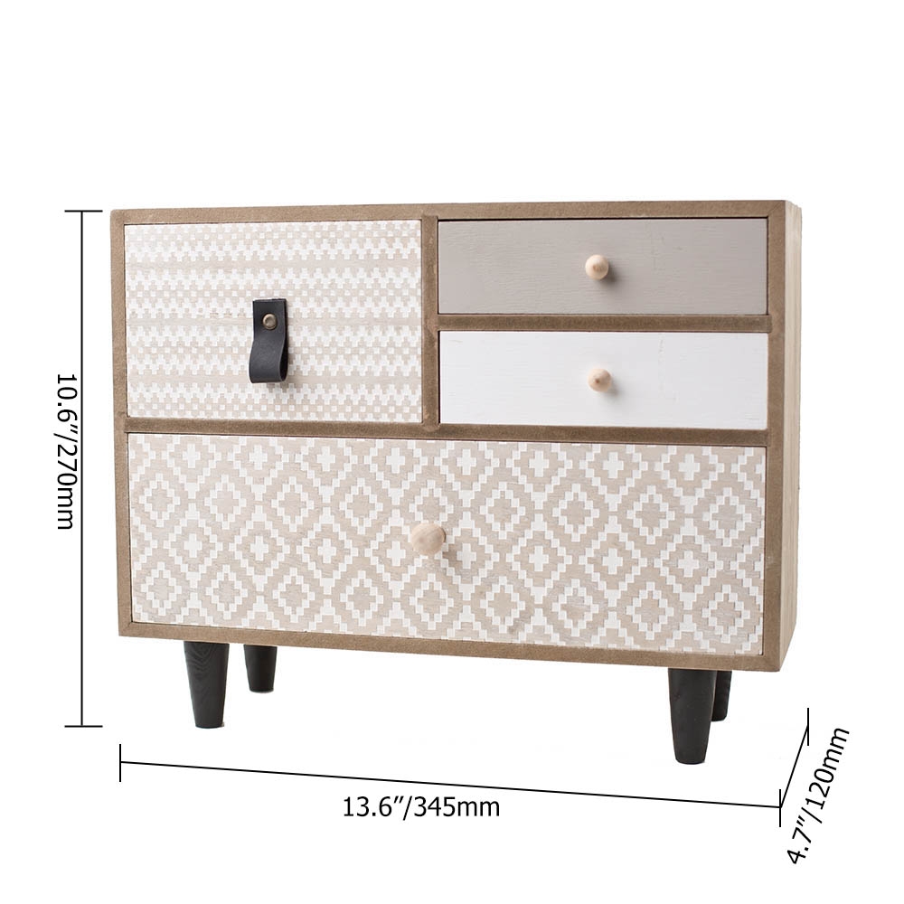 Nordic Rustic Wooden 4-Drawer Jewelry Box Desk Organiser in Natural window image