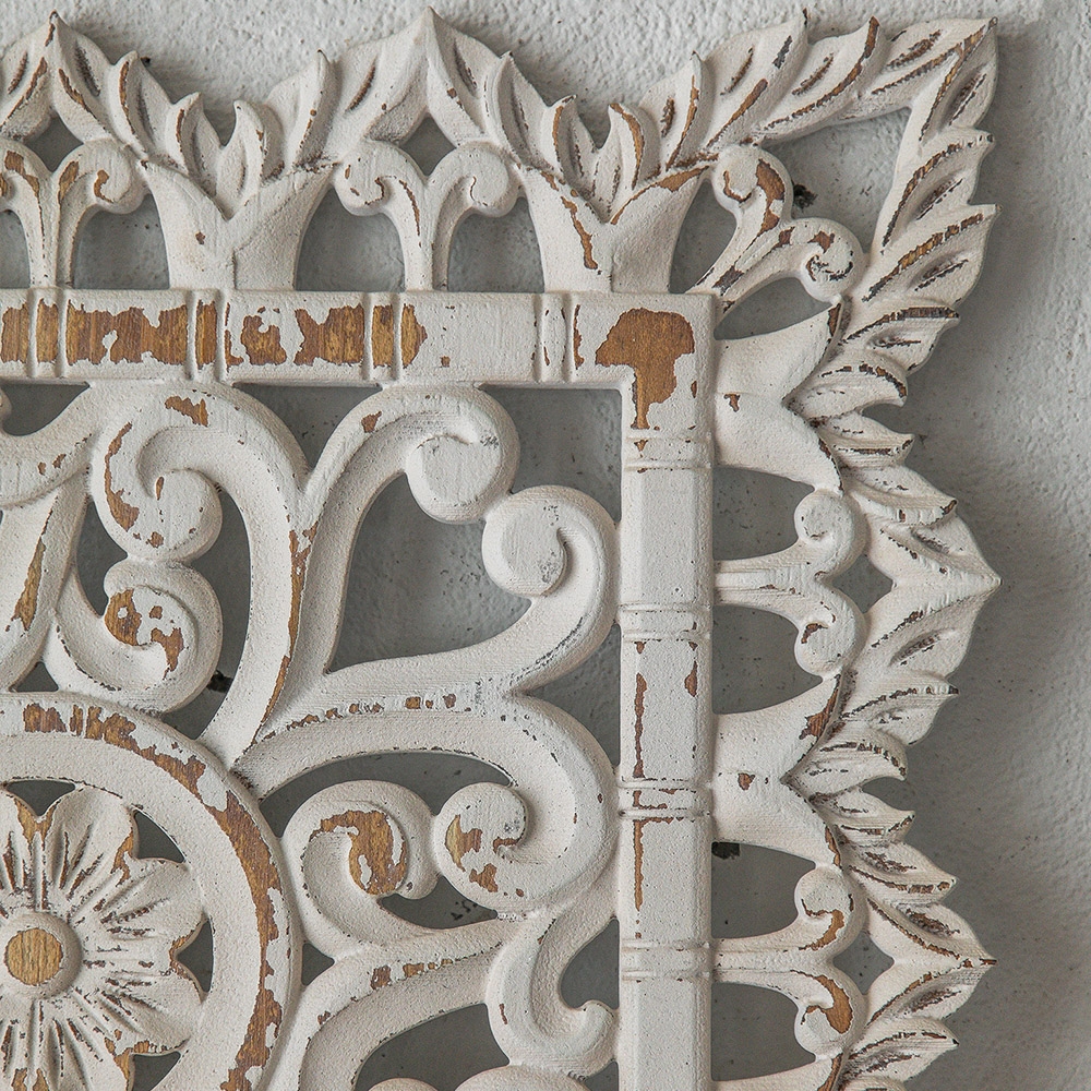 European Style Hollow-Out Carved White Flower Wall Decor Art window image