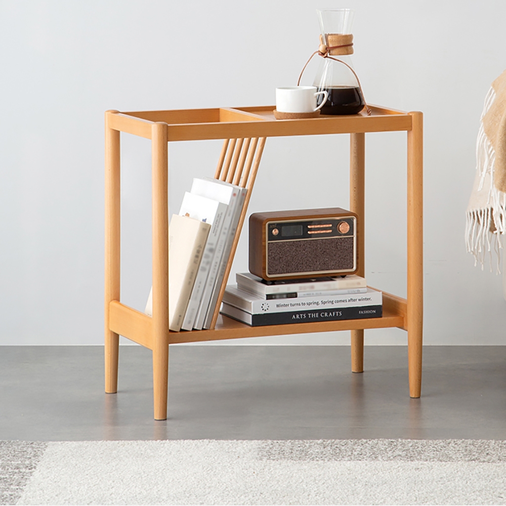 Modern 2-Tiered End Table with Shelf Wooden Side Table window image