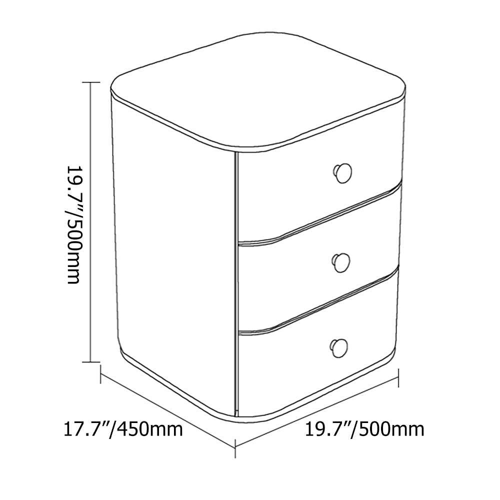 Modern Green Nightstand Black Sintered Stone Top Faux Leather Upholstery with 3 Drawers window image