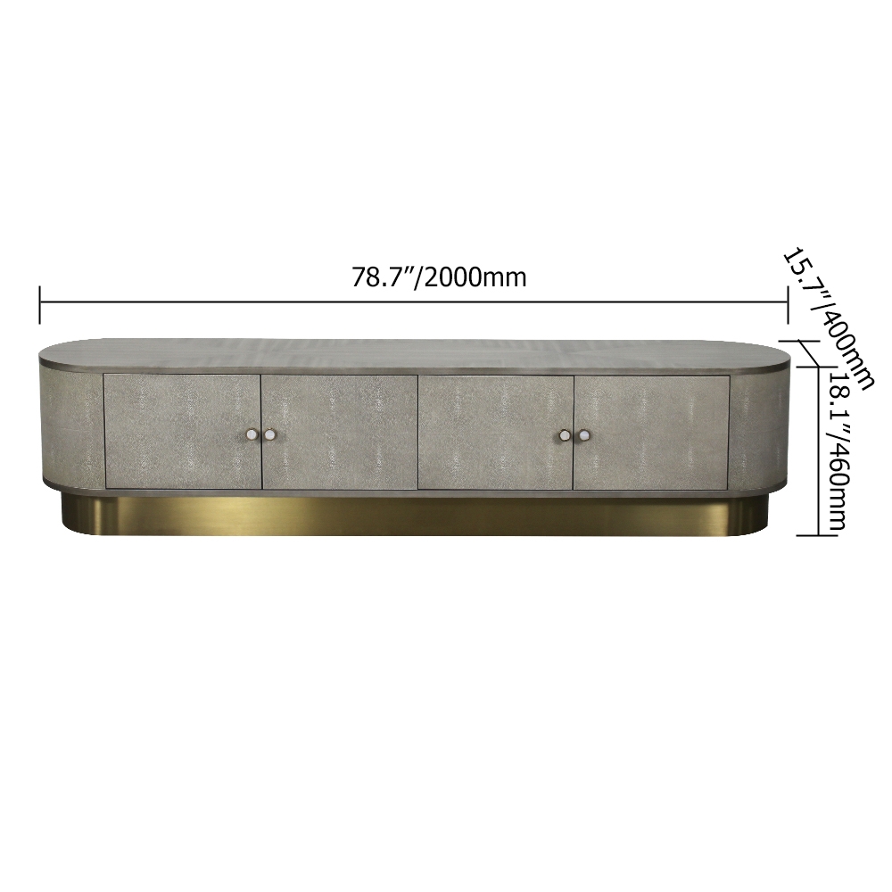 78" Gray TV Stand Oval Media Console with 4 Doors window image