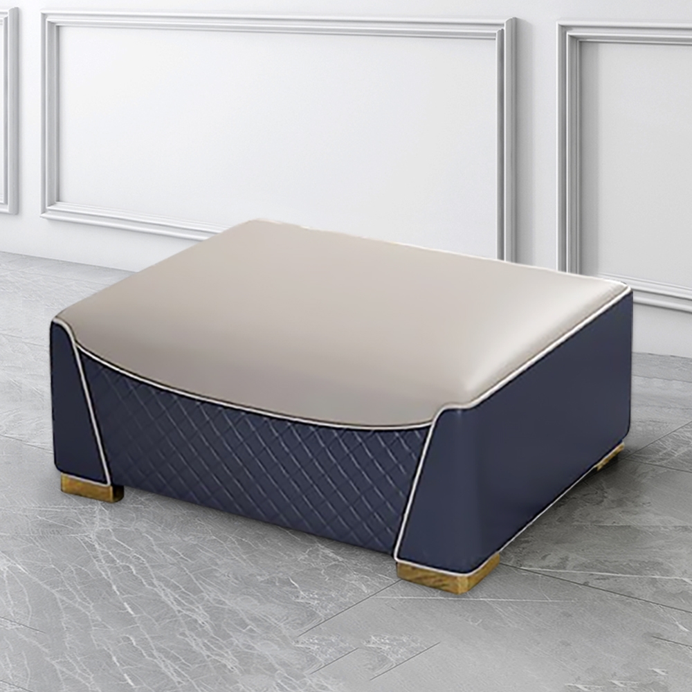 Luxury Ottoman Faux Leather Upholstered Ottoman Stool Gold Legs window image