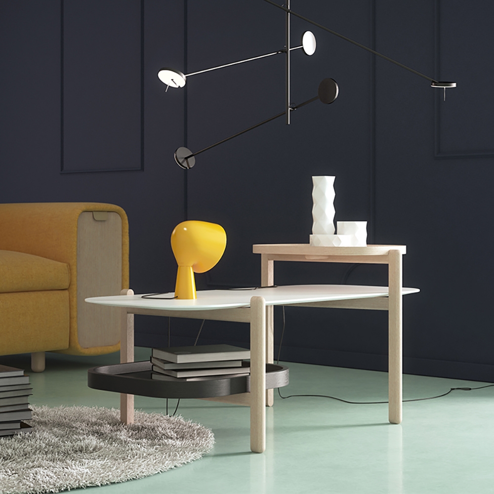 Black Coffee Table with Shelves Multi-tiered Accent Table window image