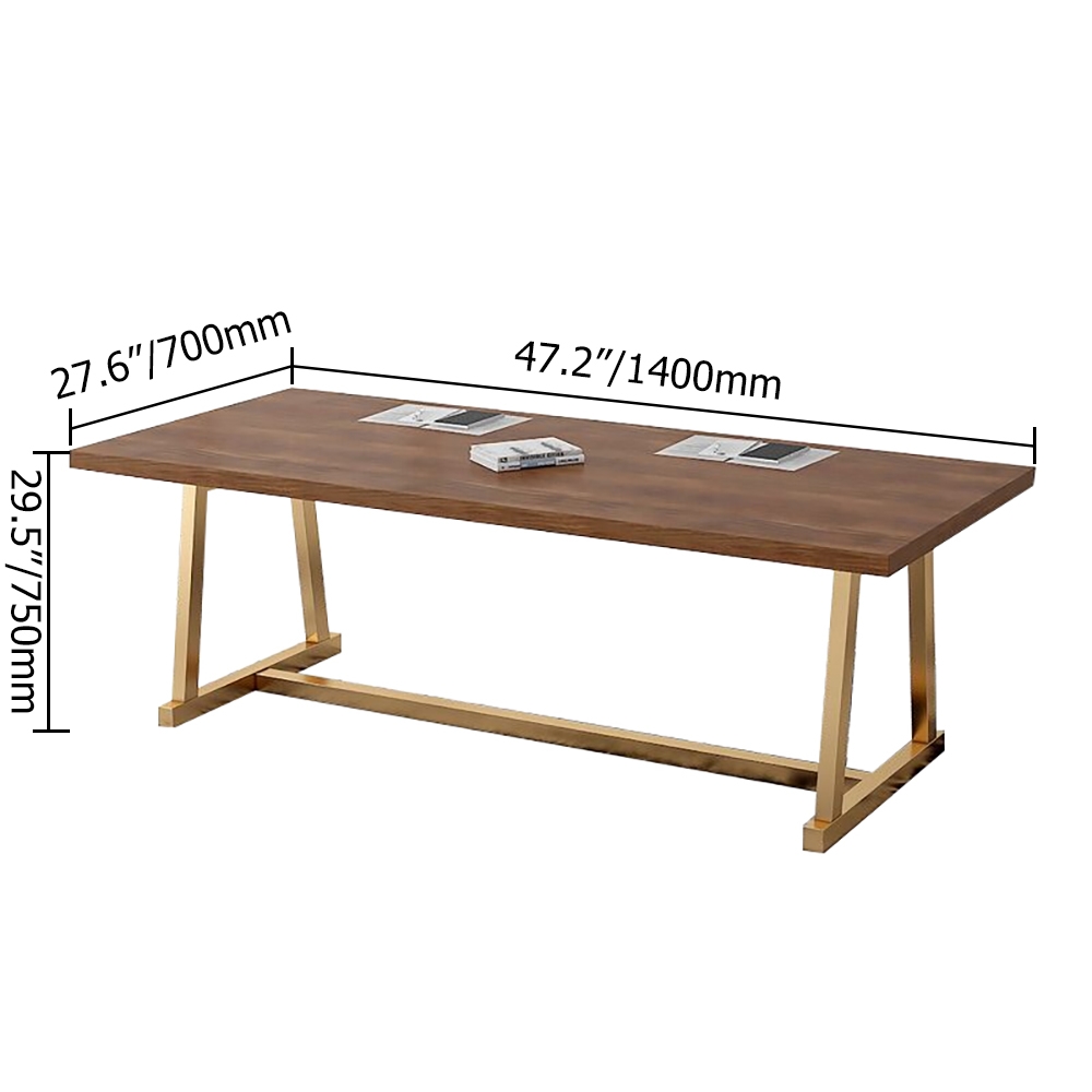 47.2" Retro Rectangular Dining Table with Solid Wood Top & Metal Base window image