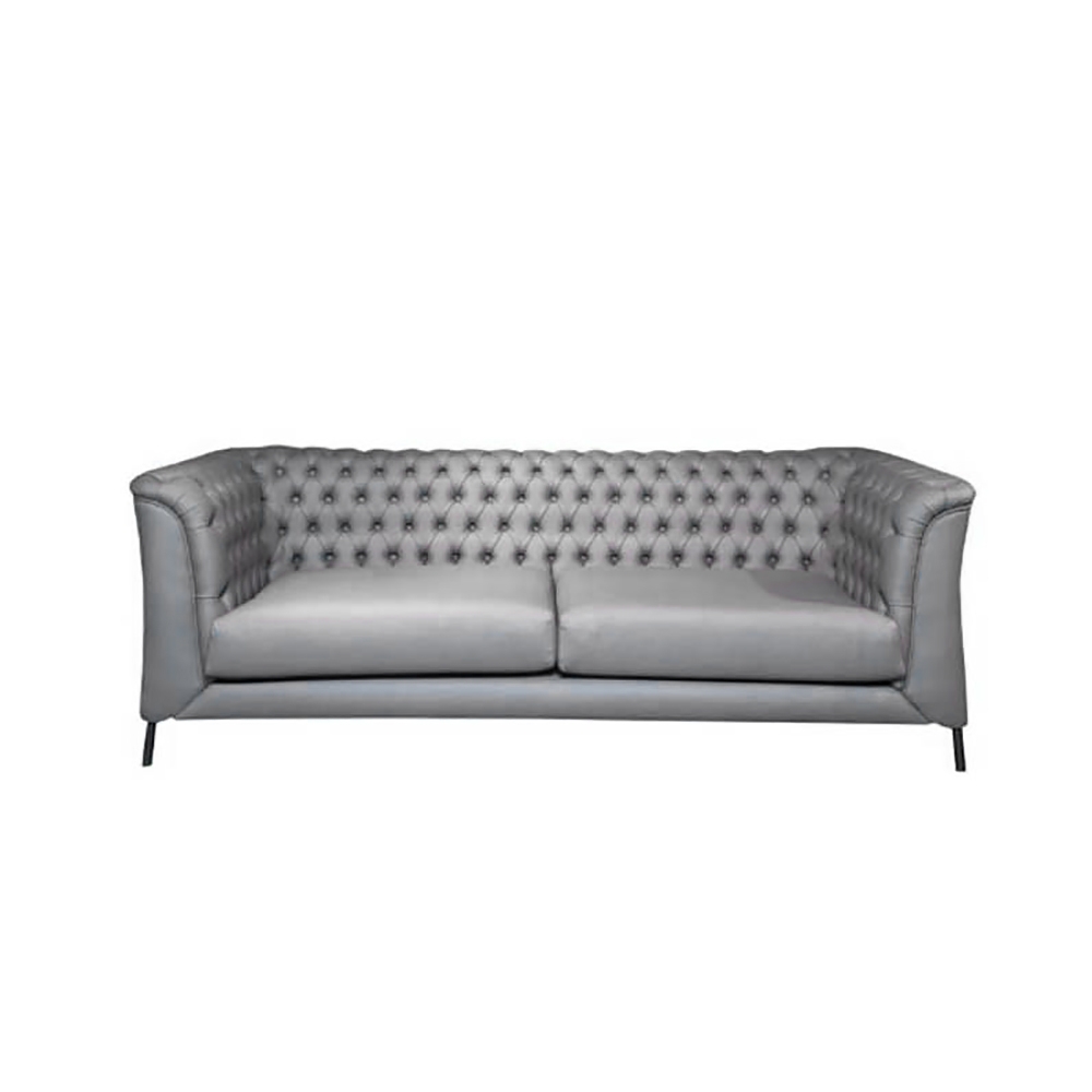 2100mm Grey Upholstered Leather Sofa 3-Seater Sofa Luxury Sofa Solid Wood Frame window image