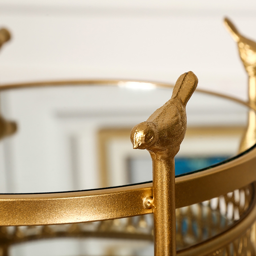 Round Hollow Makeup Organiser Jewelry Box with 3 Drawers window image