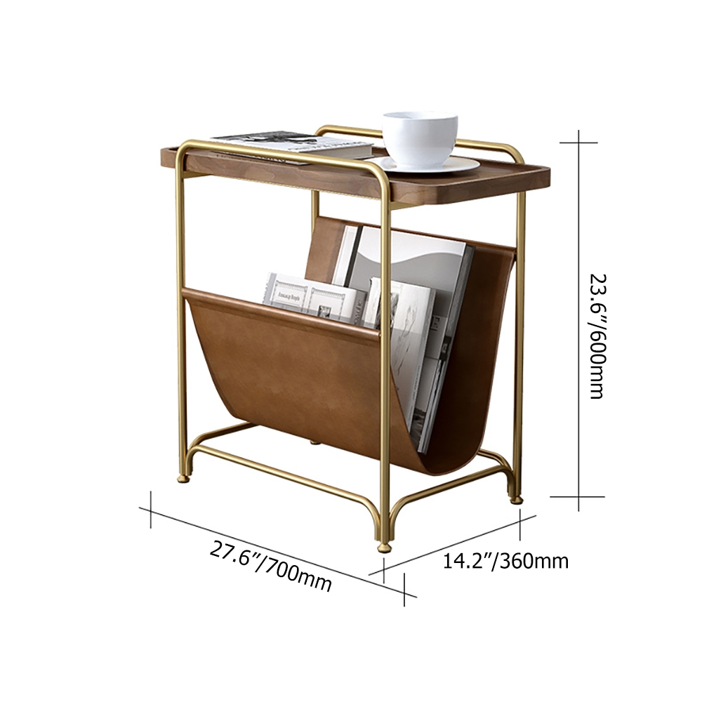 Modern Gold End Table with PU Shelf & Metal Frame Side Table window image
