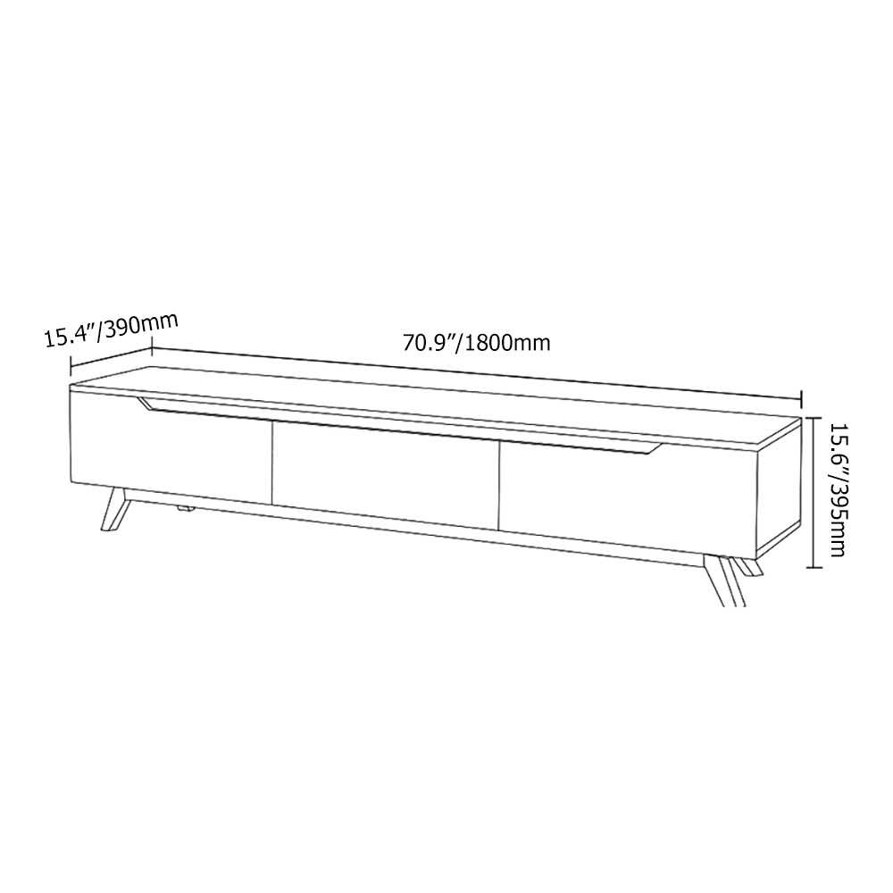 1800mm Nordic Minimalist TV Stand White Lacquered 3-Drawer Media Console window image