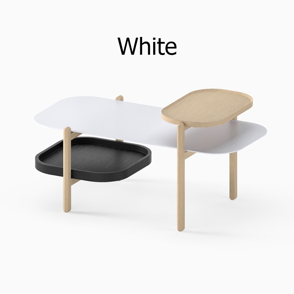 Black Coffee Table with Shelves Multi-tiered Accent Table window image