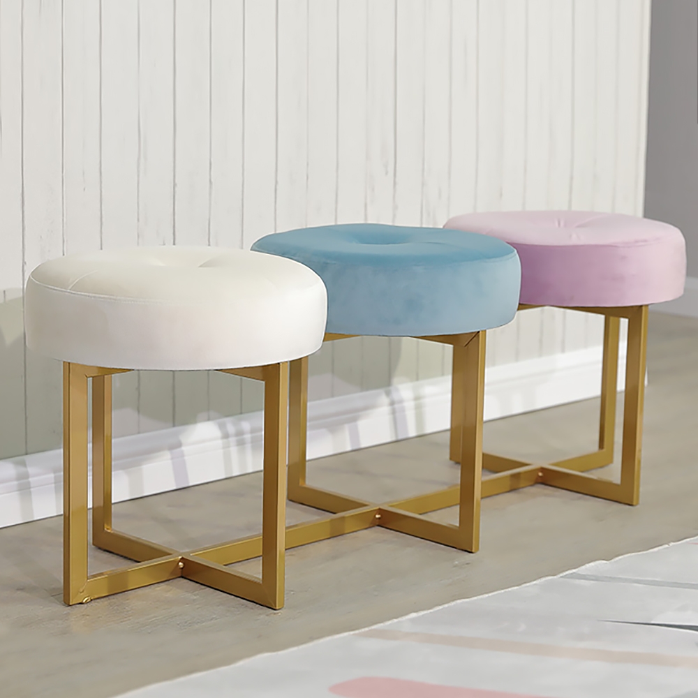 Nordic Bench Velvet Upholstered Bench Tree-In-One Chair Bench in Gold Finsh window image