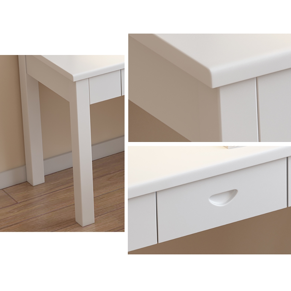 Modern White Rectangular Home Office Desk with Drawers Wooden Desk window image