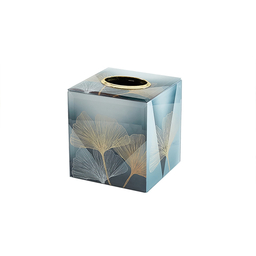 Contemporary Square Glass Tissue Box Cover Desk Organiser window image