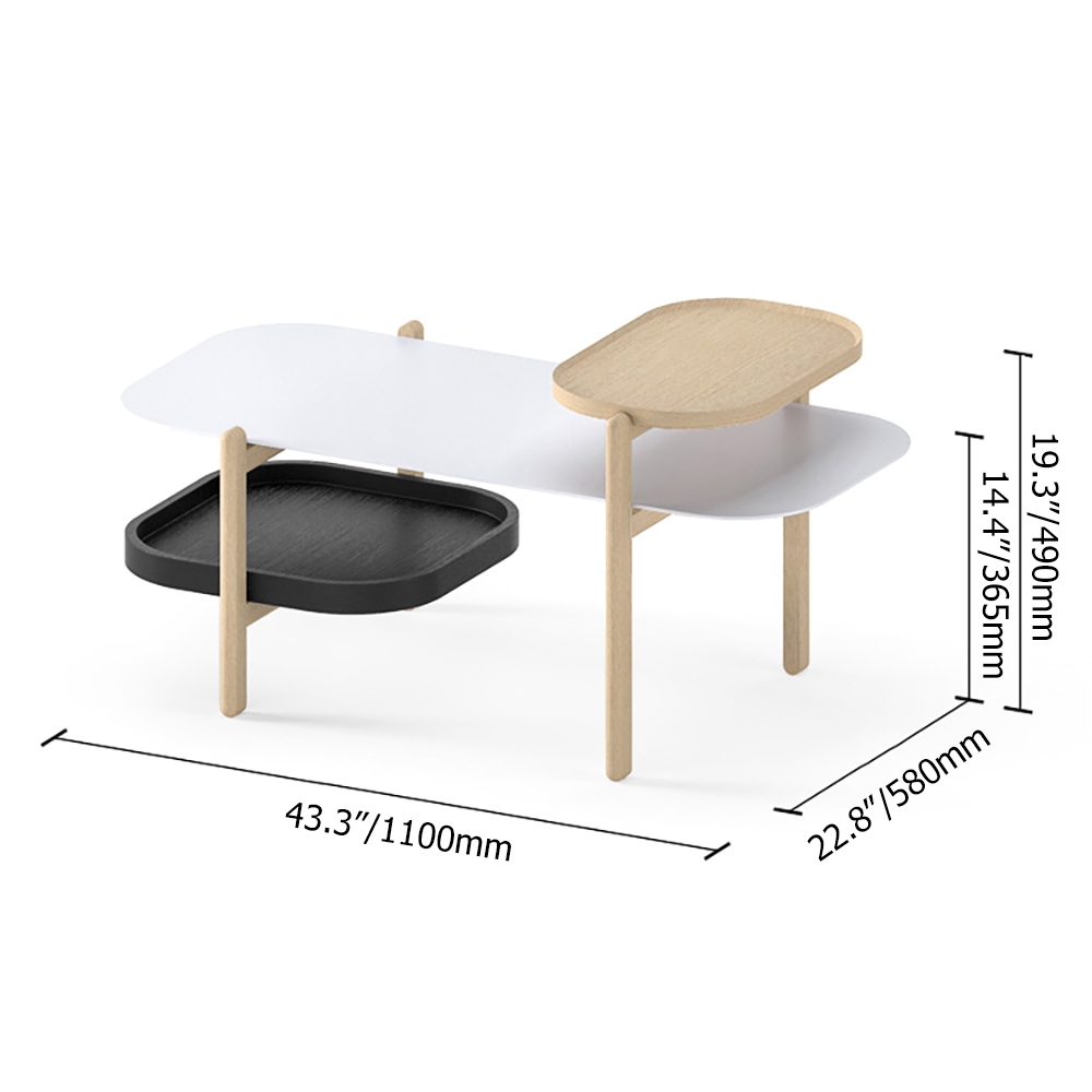 Black Coffee Table with Shelves Multi-tiered Accent Table window image