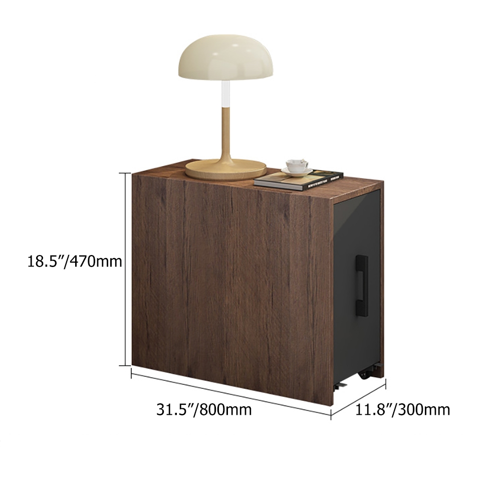 Modern Walnut Wooden End Table with Drawer & Shelf Side Table window image